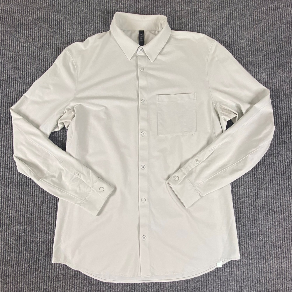 Lululemon Commission Long Sleeve Shirt Mens L Off White Button Down Athleisure